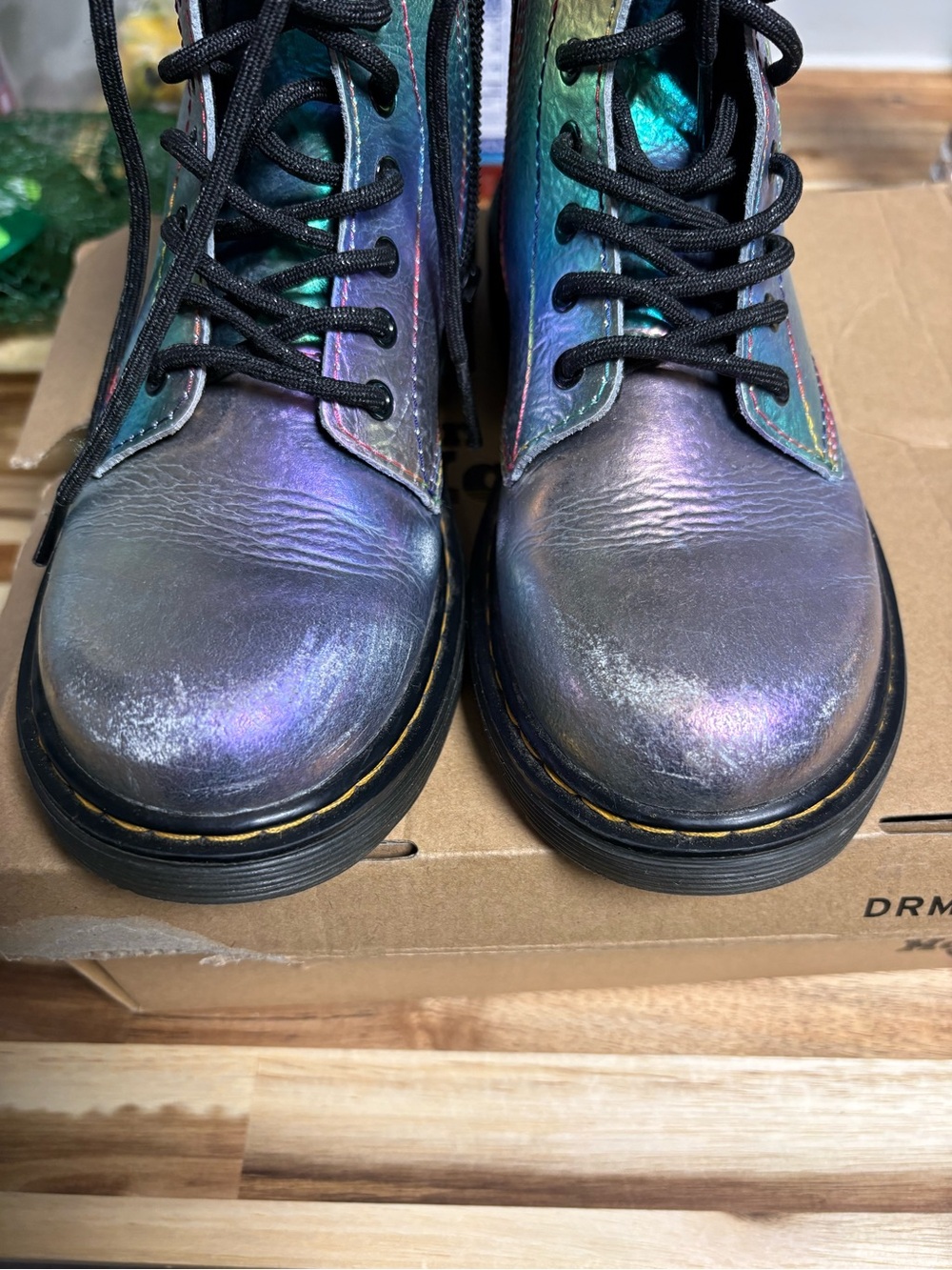 Dr. Martens Kids Iridescent Rainbow Crinkle Lace-Up Boots - Picture 5 of 15